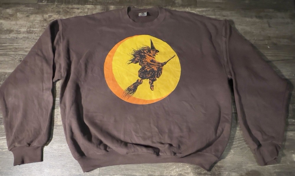 Vintage Wild Side LA California Witch Moon Broom Halloween Sweatshirt Size XL
