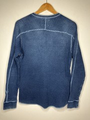 Lucky Brand Men’s Blue Waffle Knit Thermal Henley Shirt Long Sleeve Medium
