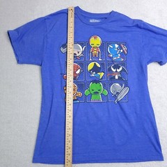 Marvel Blue Crewneck T Shirt Adult Large Blue Super Hero Solid Graphic PHOTOS