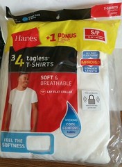 Hanes Men’s Tagless Comfortsoft crewneck T-Shirt-White, SIZE S/P 34″-36 , 4-Pack