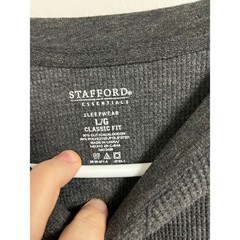 Stafford Essentials Mens Sleepwear L/G Classic Fit Gray Long Sleeve Shirt