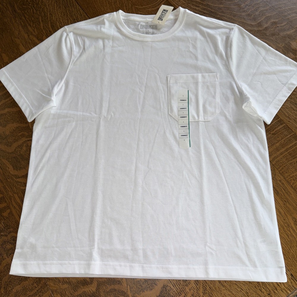 Duluth Trading Co. Men’s 40 Grit L Standard Fit Untucked Length White T-Shirt