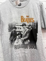 The Beatles Shirt Mens Medium Gray Rubber Soul Band Graphic Tee 2013 Music Rock