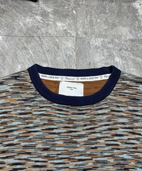 Percival Blue and Orange with Dynamic Pattern Knit Textured T-shirt tee size m