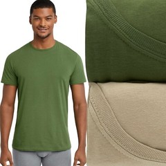 Men’s Hanes Originals Ultimate Stretch-Cotton 2-Pack Tees Green Size Large NEW