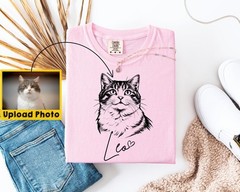 Custom Dog Portrait Photo Comfort Tee Personalized Pet Memorial Shirt Gift