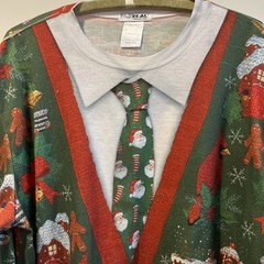 (#141) Holiday Illusion Men’s Tee Santa Tie Faux Real Photolistic Apparel Large