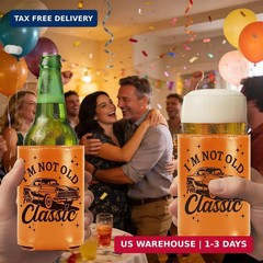 Gifts for Dad Men Husband Grandpa, I’m Not Old I’m Classic Leather Can Cooler Sl
