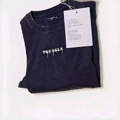 YoungLA #4018 Sample PC Foundation Cropped Tee SZ LG Oversized DRIP Logo Nwst