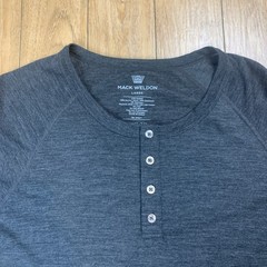 Mack Weldon Henley Shirt Men L Gray Cashmere Wool Knit Long Sleeve