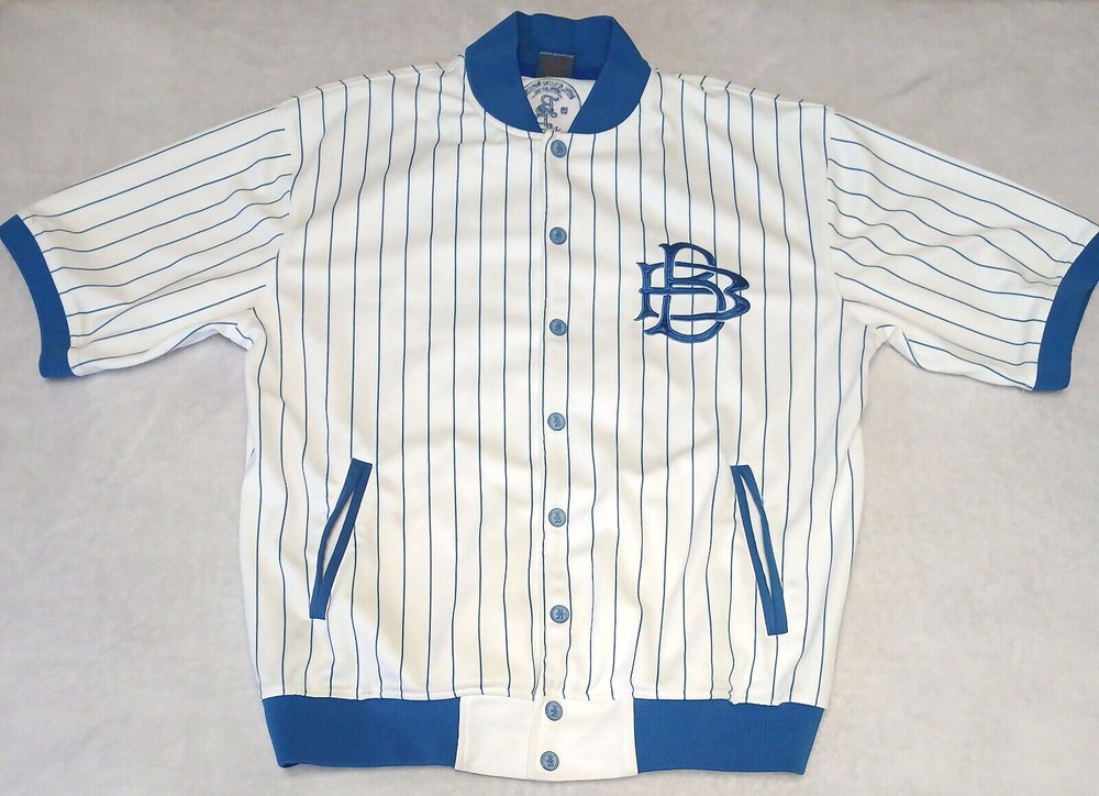 Vintage Bad Boy Brand Baseball Jersey L 1993 Pinstripe Snap Button Shirt Hip Hop