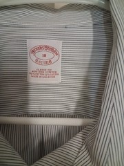 Brooks Brothers White Black Pin Stripe Dress Shirt Mens 18 Non Iron