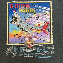 B-17 FLYING FORTRESS Black T-Shirt Front & Back Graphic Print Size XL