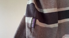 Patagonia Men’s M Striped Crew Neck Short Sleeve Cotton Shirt. Heavy wear.