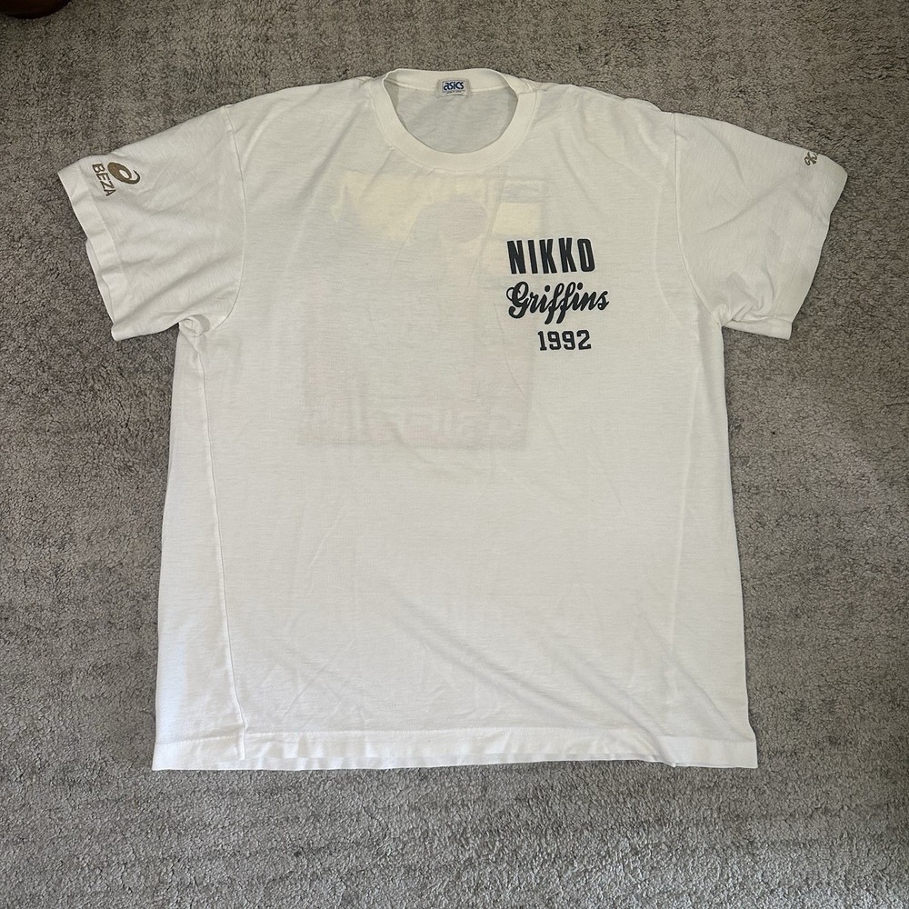 Vintage Made In Japan White Asics Nikko Griffins 1992 Graphic T Shirt – Size XL