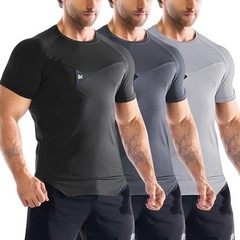 3 Pack Men’s Irregular Muscle Gym Shirts Quick Dry Sun Protection Workout Ath…