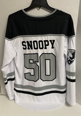 Snoopy Peanuts Hockey Jersey Size Small Black White Charlie Brown NHL Style #50
