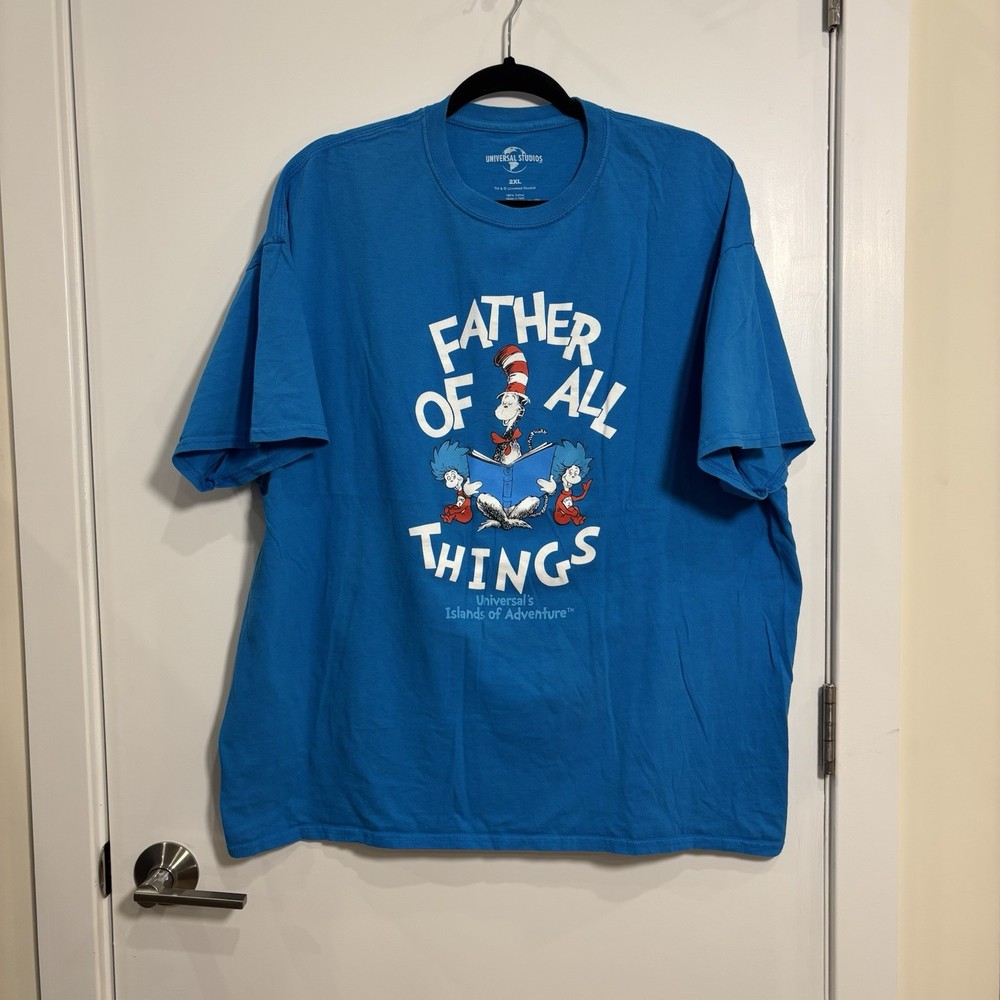 Universal Studios Cat in the Hat Dr. Seuss Graphic Tee Blue 2XL Father’s Day