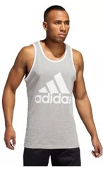 adidas Men’s Badge Of Sport Logo Graphic Tank Grey Heather White-Small