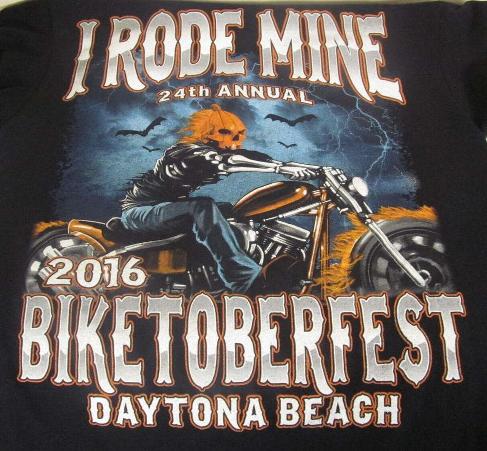 SUNA M Black T-shirt 2016 BIKETOBERFEST DAYTONA BEACH Pumpkinhead Biker