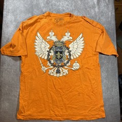 AVIREX T Shirt Mens XL Orange Eagle Crown Shield Patch Short Sleeve