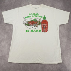 Ripple Junction Pho Sriracha Social Distancing Graphic T Shirt White XL