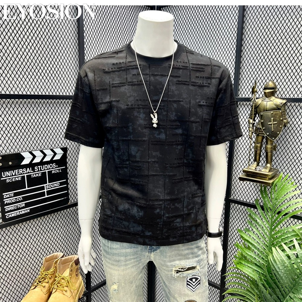 Men Distressed Tie-Dye Short Sleeve T-Shirt Textured Casual Summer Crewneck Tee