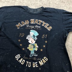 Disney Mad Hatter Shirt Mens XL Black Alice In Wonderland Graphic Tee