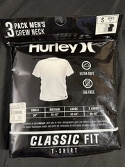 3 PACK HURLEY Mens Classic Fit 3pk T-SHIRT Ultra Soft & Tag Free – S 36” Small