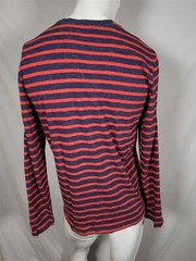GAP Navy Blue Red Stripe Cotton Knit Henley Shirt sz L