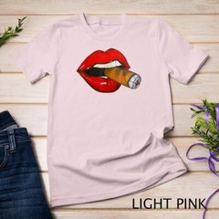 Sexy Women Smoke Cuban Cigar Lit Red Lips Smoking Cigar T-Shirt Unisex T-shirt