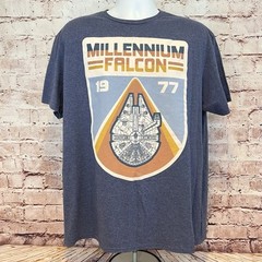 Mad Engine Star Wars Men’s Heater Gray Millennium Falcon Short Sleeve T-Shirt XL
