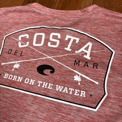 Mens COSTA DEL MAR Performance T Shirt Red Gray 100% Polyester sz M