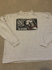 Vintage 1997 Helvetia Bold Art Deco Air Mail Stamp Graphic Shirt Made In USA