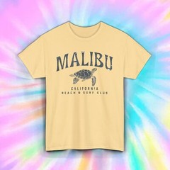Malibu Beach & Surf Club T-Shirt Retro Sea Turtle California Tee S-5XL