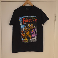 Five Nights at Freddy’s Graphic Tee Black Cotton Knit Crew Neck Short Sleeve S