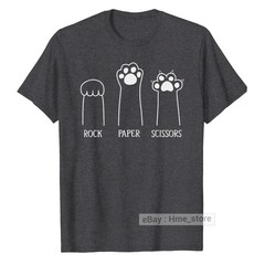 Funny Cat Lovers T-shirt Rock Paper Scissors Hand Game Cute Paw Kittens Fur Tee