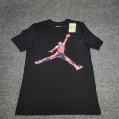 Jordan Shirt Mens Small Black Red Jumpman Watercolor Graphic Nike Air Cotton Tee