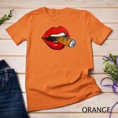 Sexy Women Smoke Cuban Cigar Lit Red Lips Smoking Cigar T-Shirt Unisex T-shirt