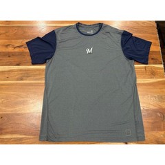Nike Pro Milwaukee Brewers MLB Shirt Mens XXL Gray Navy Blue Fit Dry Athletic