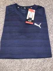 NWT Men’s PUMA Medium Navy Blue PACE Tee T-Shirt Lightweight / Reflective Logo