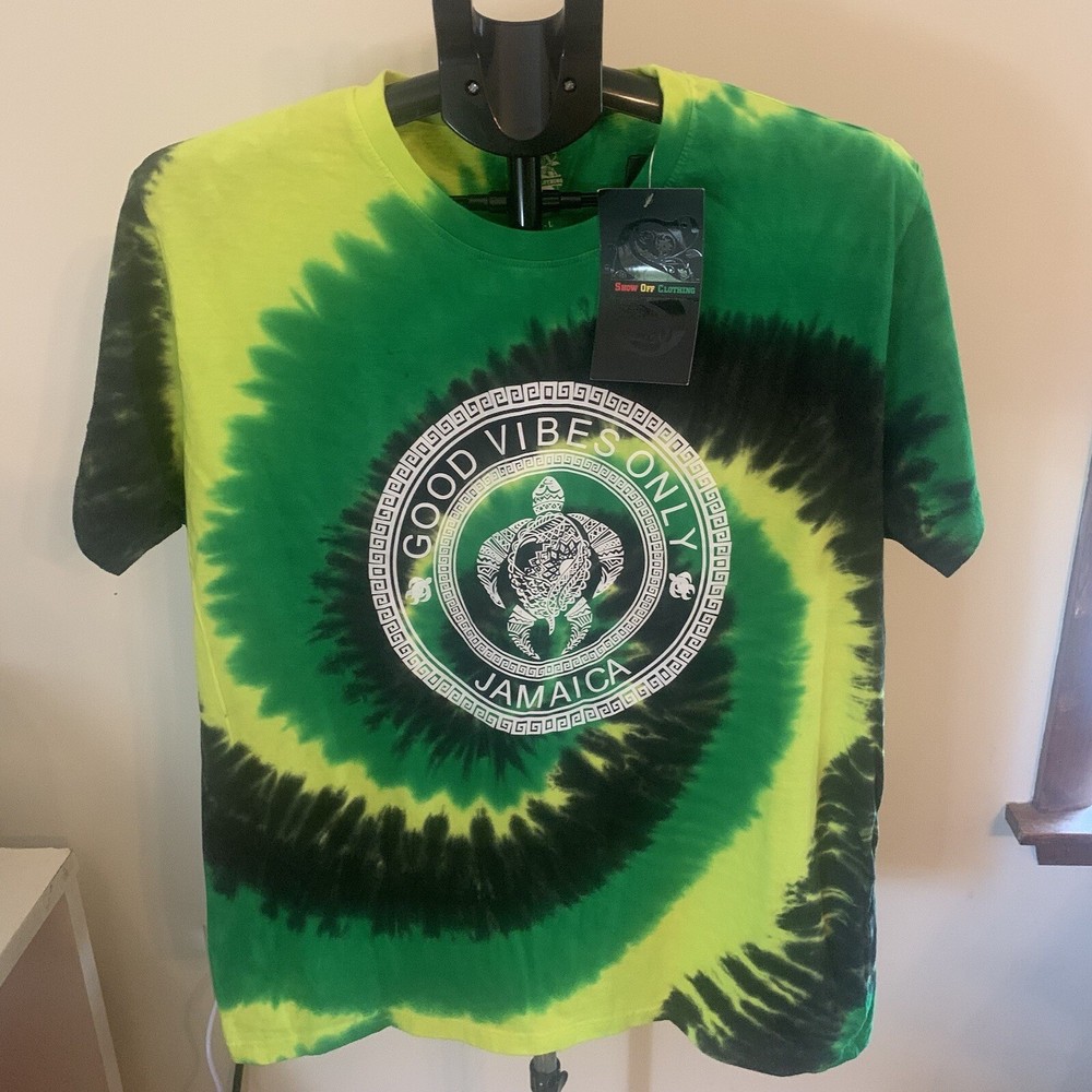 NWT Show Off Clothing Jamaica Good Vibes Only Tie Dye T Shirt Size Large