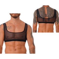 US Mens PU Leather Crop Tank Low Neck Sleeveless Matte Crop Top Club Vest Party