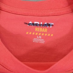 Ariat Rebar Shirt Womens Large Coral Long Sleeve Logo Pre Shrunk Cotton Tee