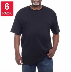 NEW 6 pack of Kirkland T Shirts men’s BLACK Crew Neck 100% Cotton Tees PICK SIZE