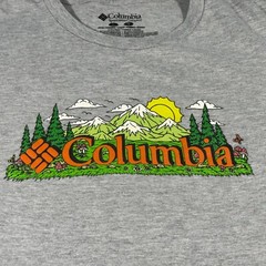 Columbia Shirt Adult Large Gray Outdoors Sun Mountains Trees Sports Hiking Mens