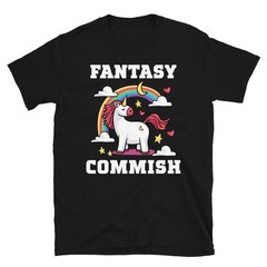 Unicorn Rainbow Mock Draft Fantasy Black T-shirt