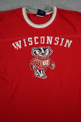 Vintage University of Wisconsin T Shirt Mens XL Red Double Sided Lined Badgers