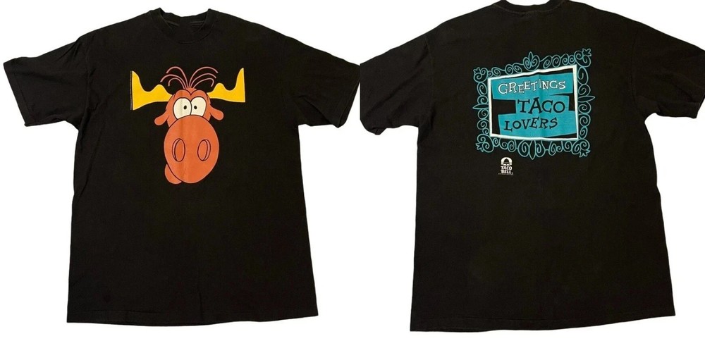 Trend Rocky And Bullwinkle “Taco Bell” T-Shirt Black Full Size S-5XL HV277