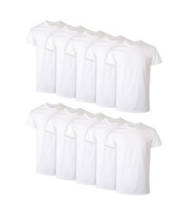 10 Pack Hanes Men’s White Crew T-Shirt Super Value Cotton Size S-3XL